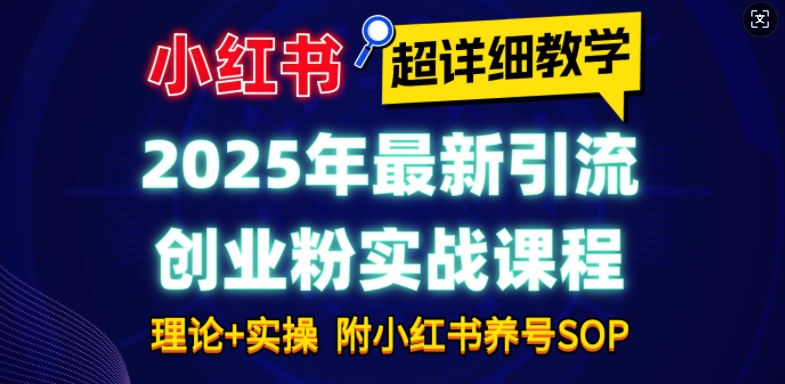 2025年最新小红书引流创业粉实战课程【超详细教学】小白轻松上手，月入1W+，附小红书养号SOP-灼光资源宝库