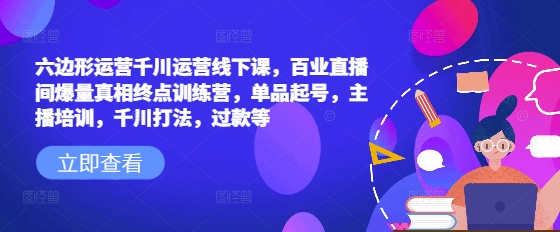 六边形运营千川运营线下课,百业直播间爆量真相终点训练营,单品起号,主播培训,千川打法,过款等-灼光资源宝库