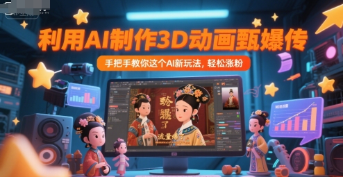 利用AI制作3D动画甄嬛传，流量爆了，手把手教你这个AI新玩法，轻松涨粉-灼光资源宝库