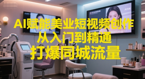AI赋能美业短视频创作，从入门到精通，打爆同城流量，超级AI工具短视频实操落地-灼光资源宝库