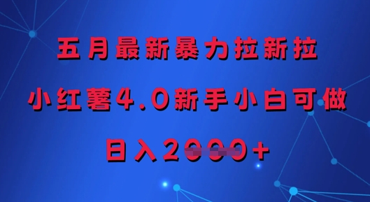五月最新暴力拉新拉，小红薯4.0新手小白可做，日入多张-灼光资源宝库