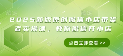 2025新版原创微信小店带货者实操课,教你微信开小店-灼光资源宝库