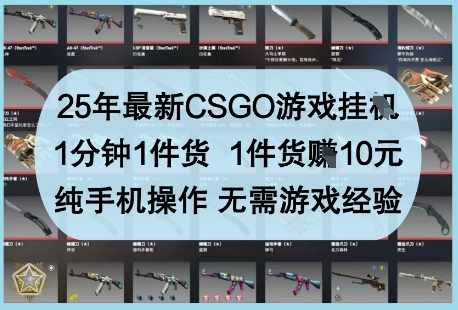 25年最新CSGO游戏挂G，1分钟1件货，1件货挣10元，纯手机操作，无需游戏经验【揭秘】-蘑菇资源宝库