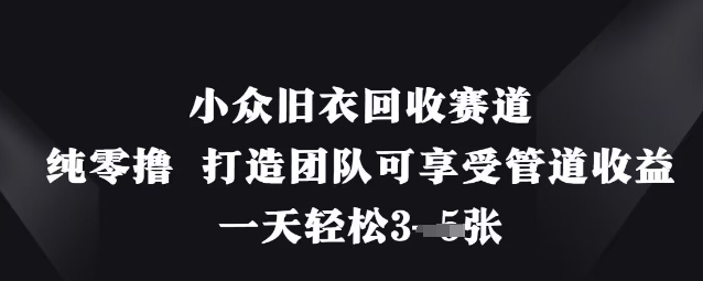 小众旧衣回收赛道，纯零撸 打造团队可享受管道收益，一天轻松3张-灼光资源宝库