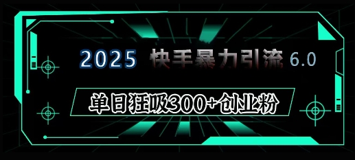 2025年快手6.0保姆级教程震撼来袭，单日狂吸300+精准创业粉-灼光资源宝库
