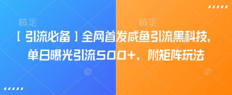 【引流必备】全网首发咸鱼引流黑科技，单日曝光引流500+，附矩阵玩法【揭秘】-灼光资源宝库