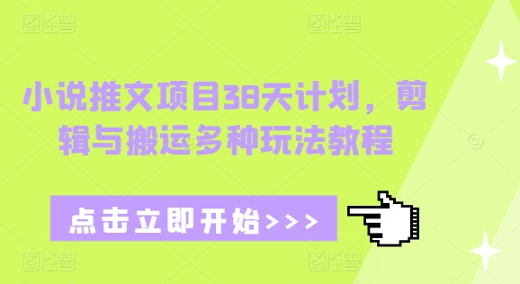 小说推文项目38天计划，剪辑与搬运多种玩法教程-灼光资源宝库