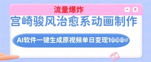 宫崎骏风治愈系动画制作，AI软件一键生成原创视频流量爆炸，单日变现多张，详细实操流程-灼光资源宝库