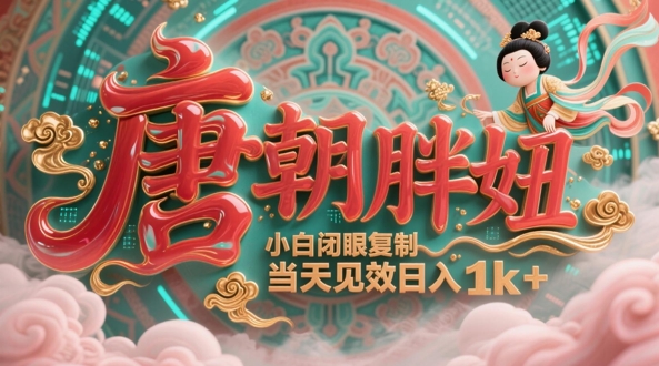用AI克隆“唐朝胖妞”日更3条,平台疯狂推流,小白闭眼复制,当天见效,日入1k+-灼光资源宝库