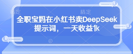 全职宝妈在小红书卖DeepSeek提示词，一天收益1k-灼光资源宝库