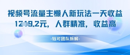 视频号流量主懒人新玩法，一天收益1k，人群精准收益高-灼光资源宝库