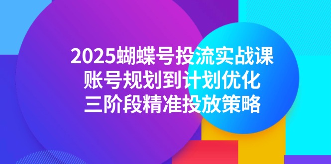 2025蝴蝶号投流实战课，账号规划到计划优化，三阶段精准投放策略-灼光资源宝库