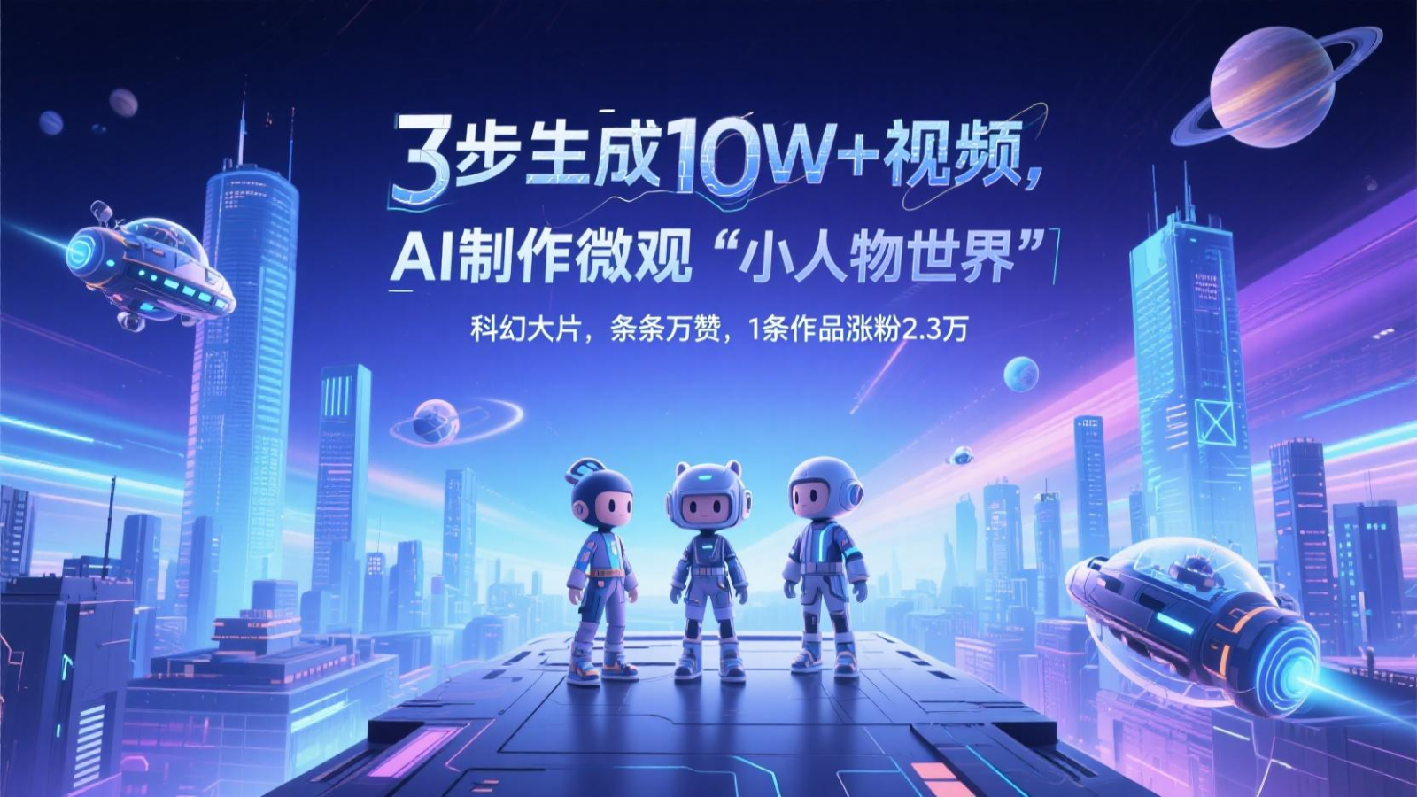 三步生成10W+视频，AI制作微观“小人物世界”科幻大片，条条万赞，1条作品涨粉2.3万-灼光资源宝库