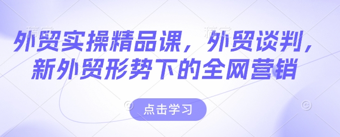 外贸实操精品课，外贸谈判，新外贸形势下的全网营销-灼光资源宝库