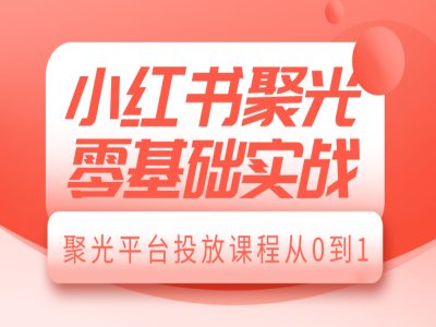 小红书聚光零基础实战，聚光平台投放课程从0到1-灼光资源宝库