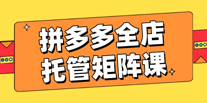 拼多多全店托管矩阵课，盈利动销玩法，高效计划设置，提升店铺效益-灼光资源宝库