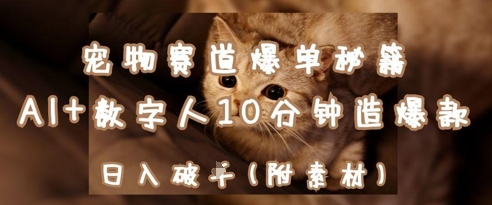 宠物赛道爆单秘籍：AI+数字人10分钟造爆款，日入1k-灼光资源宝库