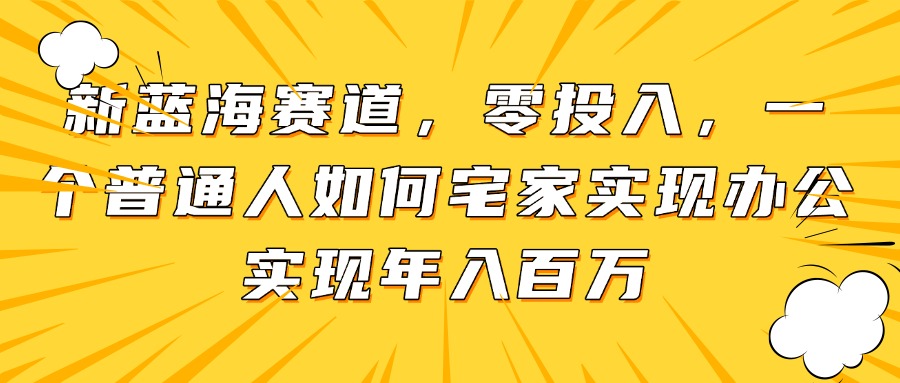 新蓝海赛道，零投入，一个普通人如何宅家办公实现年入百万-灼光资源宝库
