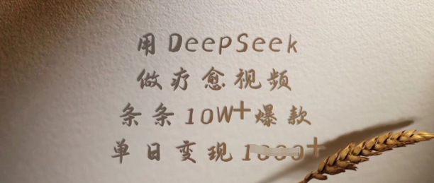 用DeepSeek做疗愈视频，条条10W+爆款，单日变现多张-灼光资源宝库