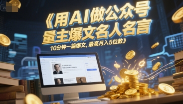 用AI做公众号流量主爆文名人名言，10分钟一篇爆文，最高月入5位数-灼光资源宝库