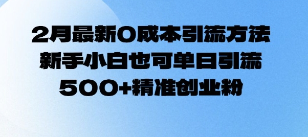 2月最新0成本引流方法，新手小白也可单日引流500+精准创业粉-灼光资源宝库