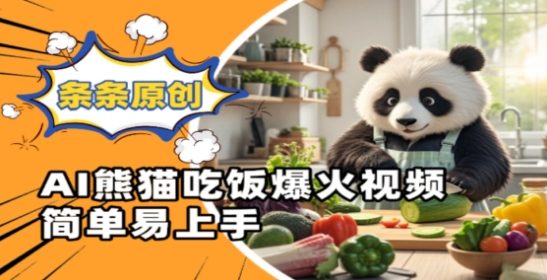 Ai熊猫吃饭爆火视频，条条原创，简单易上手-灼光资源宝库