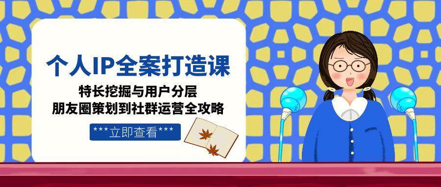 个人IP全案打造课，特长挖掘与用户分层，朋友圈策划到社群运营全攻略-灼光资源宝库