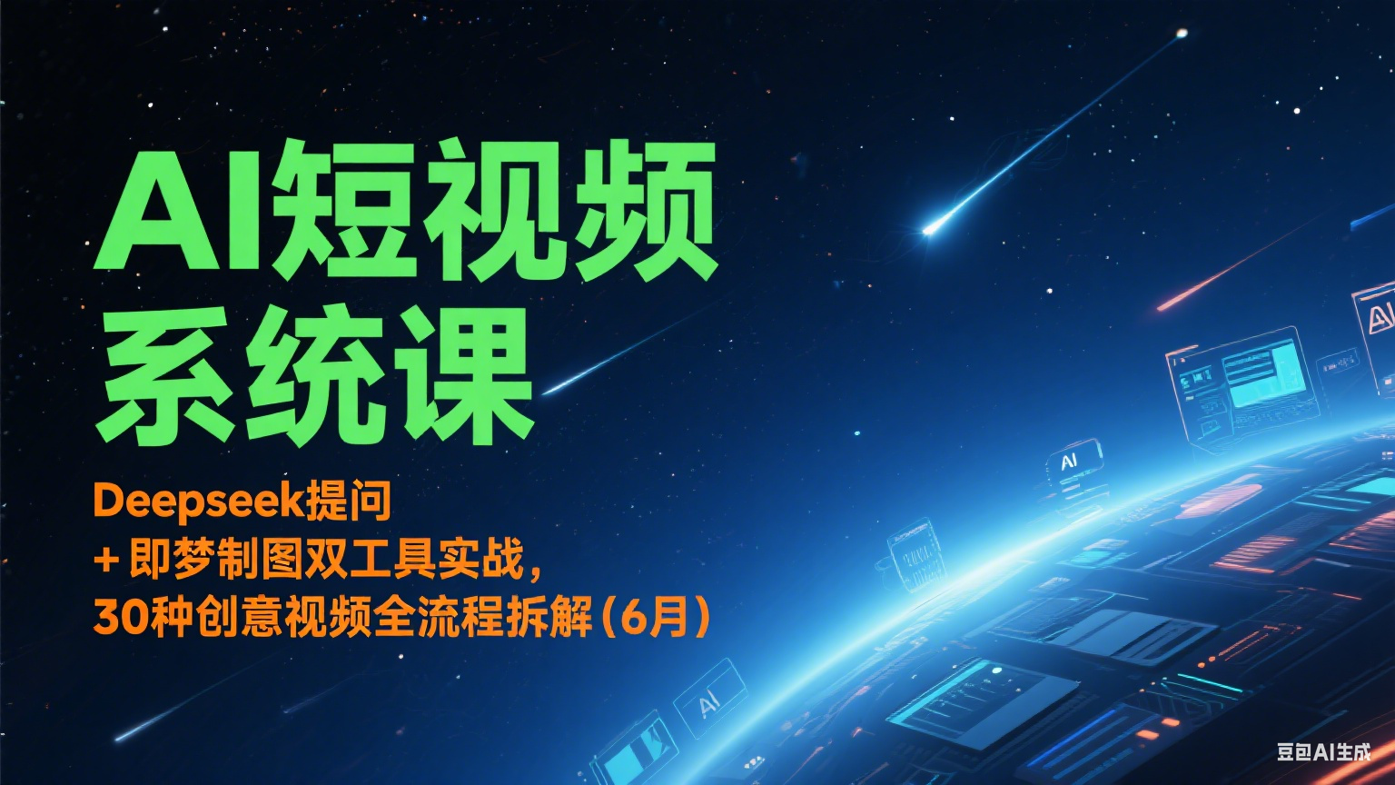 AI短视频系统课：Deepseek提问 + 即梦制图双工具实战，30种创意视频全流程拆解(6月)-灼光资源宝库