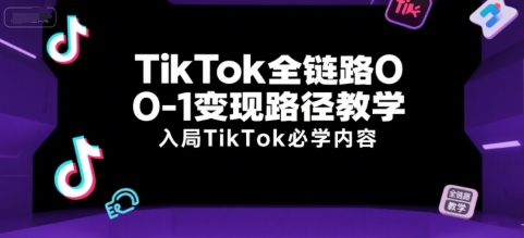 TikTok全链路0-1变现路径教学，入局TikTok必学内容-灼光资源宝库