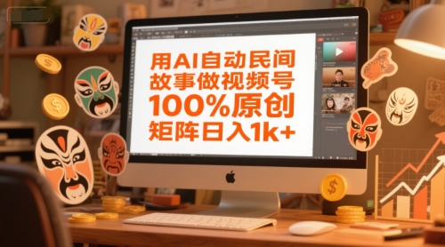 用AI自动民间故事做视频号,100%原创,矩阵日入1k+-灼光资源宝库