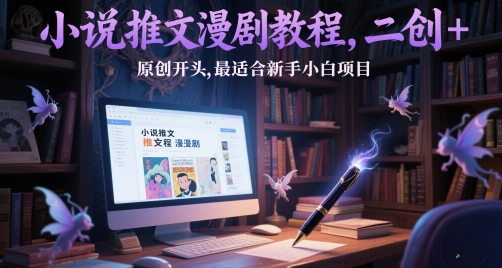 小说推文漫剧教程，二创+原创开头，最适合新手小白项目-灼光资源宝库