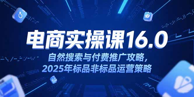淘宝电商运营课16.0，自然搜索与付费推广攻略，2025年标品非标品运营策略-灼光资源宝库