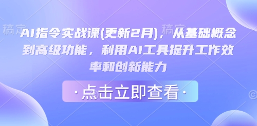 AI指令实战课(更新2月)，从基础概念到高级功能，利用AI工具提升工作效率和创新能力-灼光资源宝库
