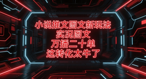 小说推文图文新玩法,实况图文,万播二十单,这转化太牛了!-灼光资源宝库