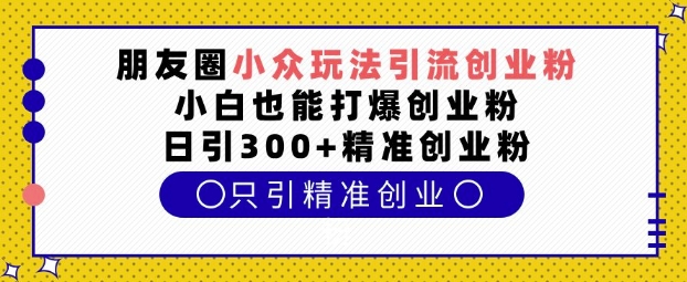 朋友圈小众玩法引流创业粉，小白也能打爆创业粉，日引300+精准创业粉【揭秘】-灼光资源宝库