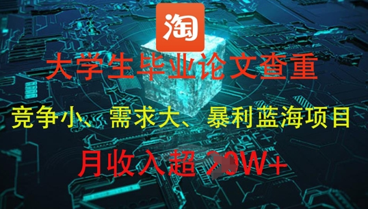 大学生毕业论文查重，暴利蓝海项目，月收入过1W+-灼光资源宝库