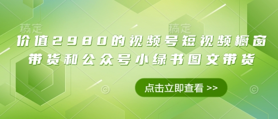 价值2980的视频号短视频橱窗带货和公众号小绿书图文带货-灼光资源宝库