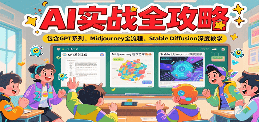 AI实战全攻略，包含GPT系列、Midjourney全流程、Stable Diffusion深度教学-灼光资源宝库