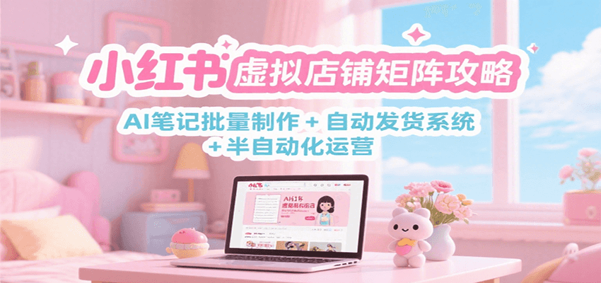 小红书虚拟店铺矩阵攻略：AI笔记批量制作 + 自动发货系统 + 半自动化运营-灼光资源宝库