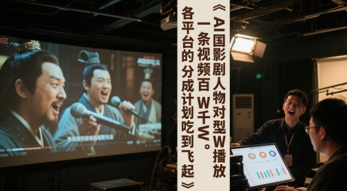 AI三国影视剧人物对口型唱歌玩法，一条视频百W千W播放，各平台的分成计划吃到飞起-灼光资源宝库