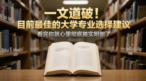 付费文章：一文道破！目前最佳的大学专业选择建议，看完你就心里彻底踏实明朗了-灼光资源宝库