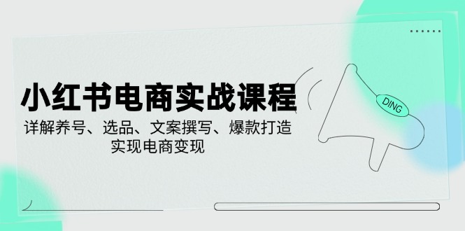小红书电商实战课程，详解养号、选品、文案撰写、爆款打造，实现电商变现-灼光资源宝库