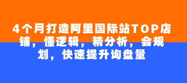 4个月打造阿里国际站TOP店铺，懂逻辑，精分析，会规划，快速提升询盘量-蘑菇资源宝库
