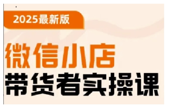 2025最新版微信小店带货者实操课，基础操作到高级运营技巧，快速上手-灼光资源宝库