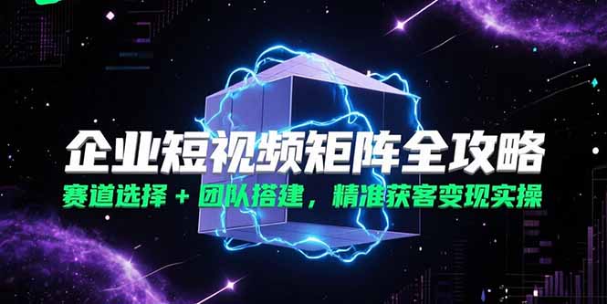 企业短视频矩阵全攻略，赛道选择+团队搭建，精准获客变现实操-灼光资源宝库