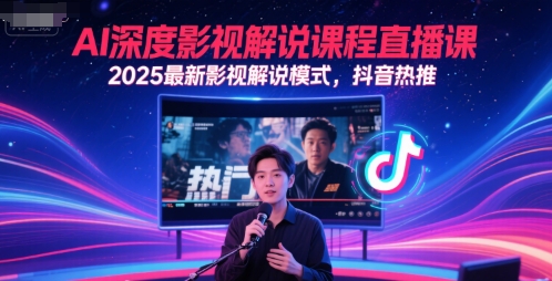 AI深度影视解说课程直播课，2025最新影视解说模式，抖音热推-灼光资源宝库