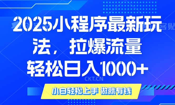 2025年小程序最新玩法，流量直接拉爆，单日稳定变现1000+-灼光资源宝库