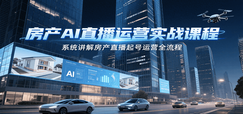 房产AI直播运营实战课程,系统讲解房产直播起号运营全流程-灼光资源宝库