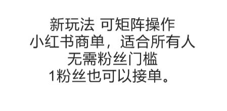 可矩阵操作，小红书商单新玩法，适合所有人，无需粉丝门槛，1粉丝也可以接单-灼光资源宝库