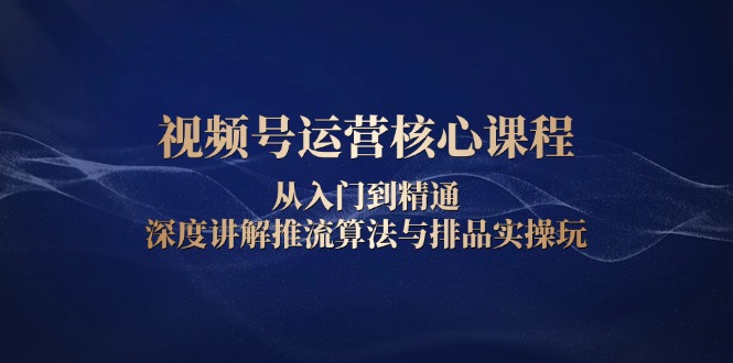 视频号运营核心课程，从入门到精通，深度讲解推流算法与排品实操玩-灼光资源宝库